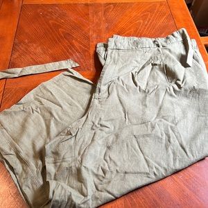 High-Waisted Linen-Blend Cropped Wide-Leg Pants